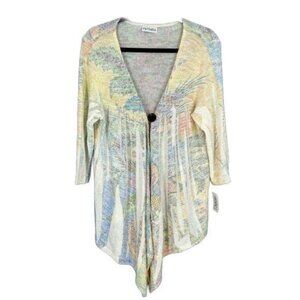 Fantazia Cardigan Sweater Womens M Fairy Boho Floral Flowy‎ Asymmetric